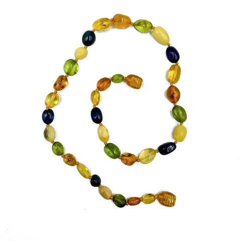 "KIDDO" Multi-Color Amber Small Nugget Baby Necklace