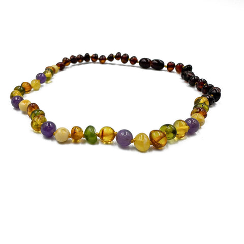 "KIDDO" Multi-Color Amber Baroque Beads Baby Necklace