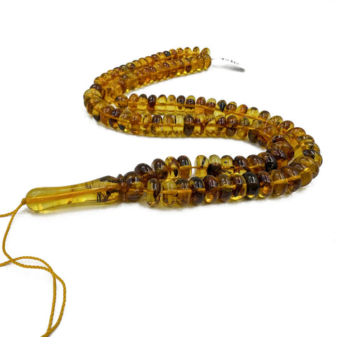 Transparent With Fossil Amber Tablet 10x5 mm Islamic Prayer Beads