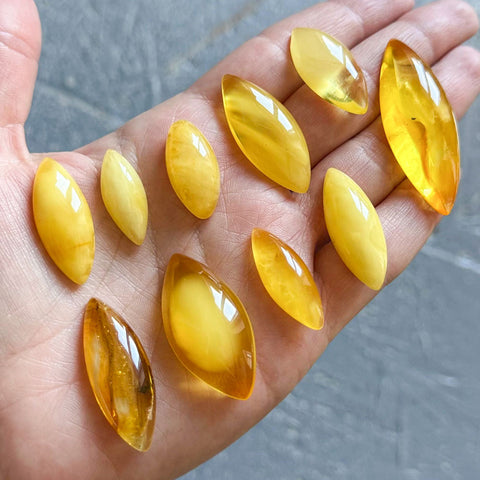 Milky Amber Marquise Shape Cabochons