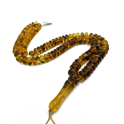 Transparent With Fossil Amber Tablet 10x5 mm Islamic Prayer Beads