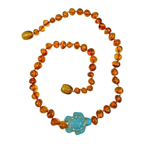 "KIDDO" Cognac Amber Baroque Beads Baby Necklace