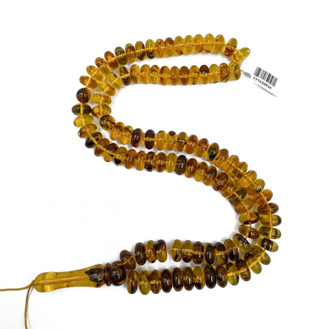 Transparent With Fossil Amber Tablet 10x5 mm Islamic Prayer Beads