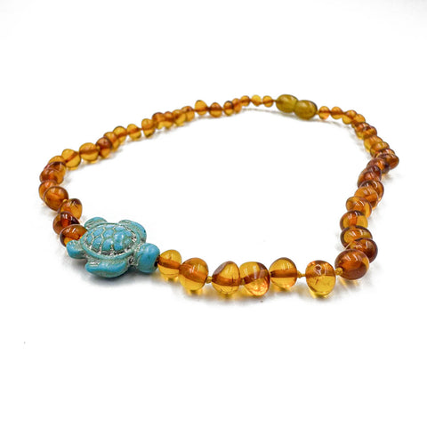 "KIDDO" Cognac Amber Baroque Beads Baby Necklace