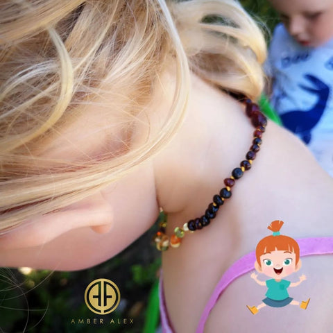 "KIDDO" Multi-Color Amber Baroque Beads Baby Necklace