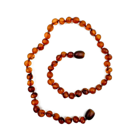 "KIDDO" Cognac amber Baroque Unpolished Beads Baby Necklace