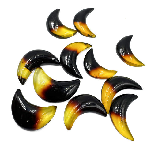 Gradient Amber Handmade Moon Cabochons