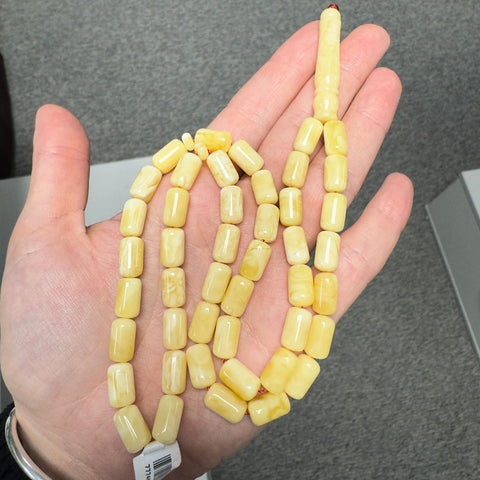 White With Yellow Amber Barrel Shape 7 mm Islamic Prayer