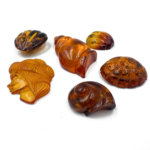 Multi-Color Amber Carved Animals Cabochon