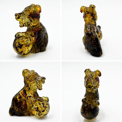 Cognac Amber Carved Dog Figurine