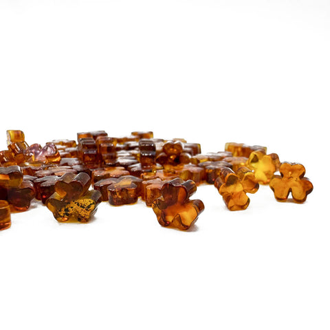 Cognac Amber Calibrated Clover Cabochons