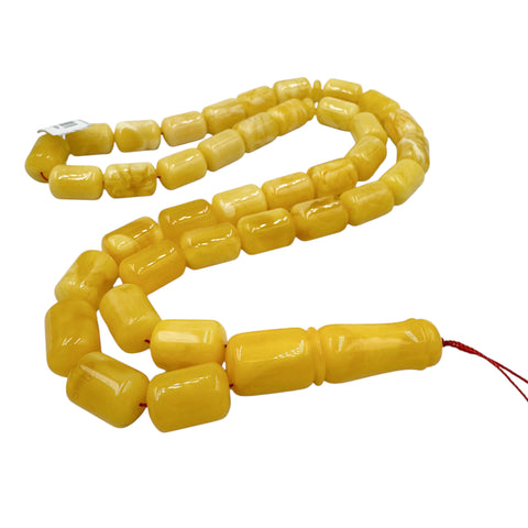 Yellow With White Amber Barrel Shape 12.5 mm Islamic Prayer