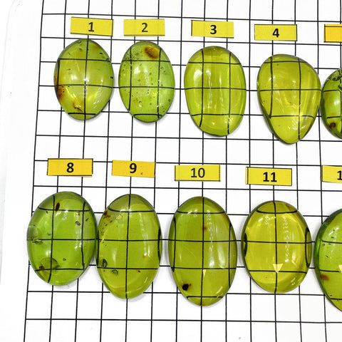 Green Amber Handmade Free Shape Cabochons