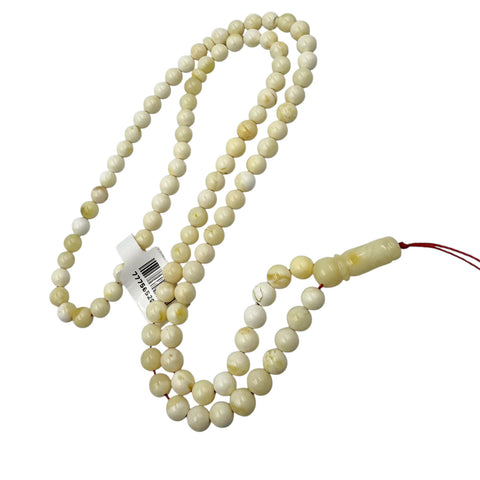 White With Yellow Amber Round Shape 5.5 mm Islamic Rosary Beads