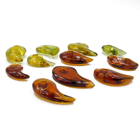Multi-Color Amber Magatama Beads
