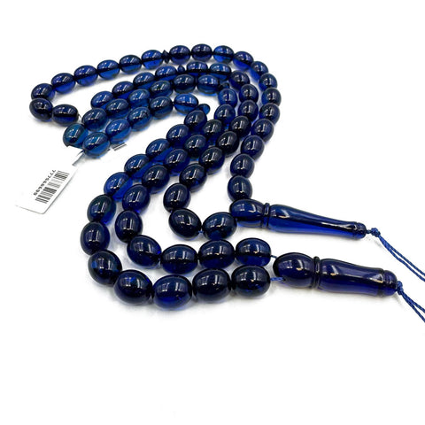 Blue Amber Olive Shape 8.5 mm Islamic Prayer Beads