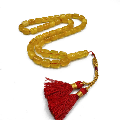 Yellow With White Amber Barrel Shape 9.5 mm Islamic Prayer