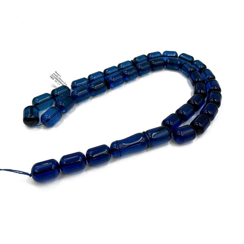 Blue Amber Barrel Shape Beads 11.5 mm Islamic Prayer Beads
