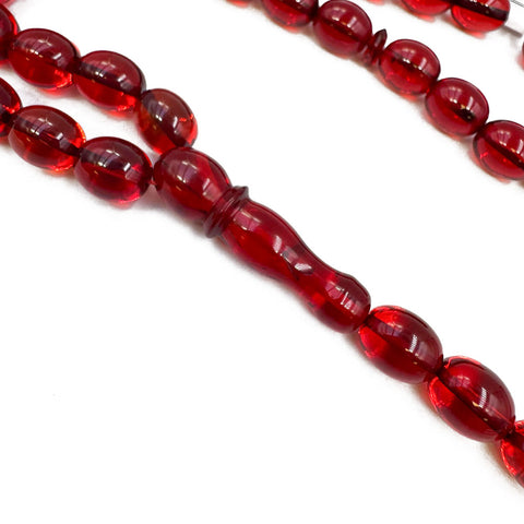 Red Amber Olive Shape Beads 8.5x10 mm Islamic Prayer Beads