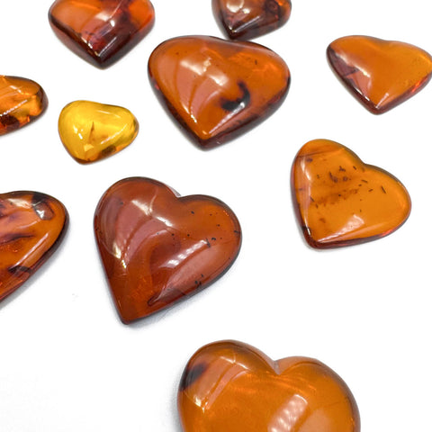 Cognac Amber Handmade Heart Shape Cabochons