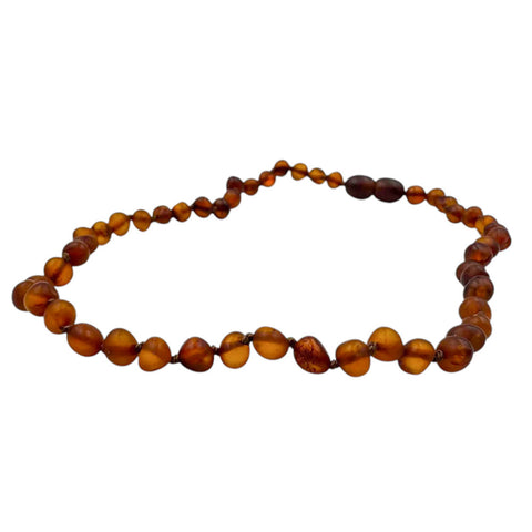 "KIDDO" Cognac amber Baroque Unpolished Beads Baby Necklace