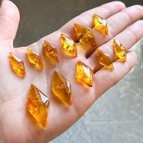 Honey Amber Rhombus Shape Cabochons