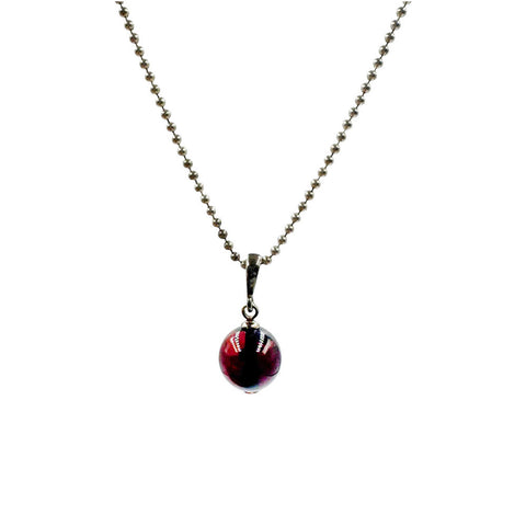 Cherry Amber Round Bead Pendant Chain Necklace Sterling Silver