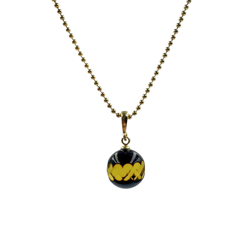 SPARKLING ELEGANCE Two-toned Amber Faceted Round Pendant Chain Necklace 14K Gold Plated