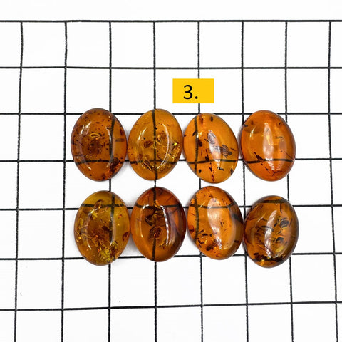 Cognac Amber 12x18 Oval Shape Cabochons Set