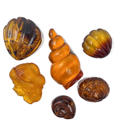 Multi-Color Amber Carved Animals Cabochon