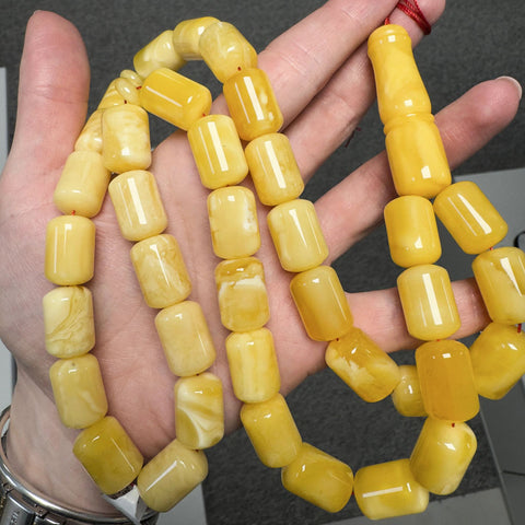 Yellow With White Amber Barrel Shape 12.5 mm Islamic Prayer