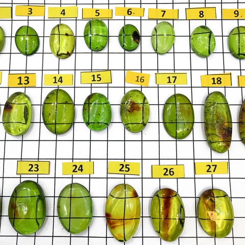 Green Amber Handmade Free Shape Cabochons