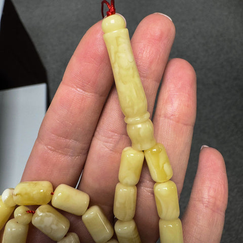 White With Yellow Amber Barrel Shape 7 mm Islamic Prayer