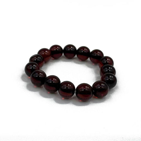 Cherry Amber Round Bead Stretch Ring