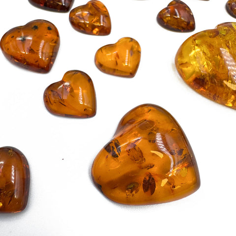 Cognac Amber Heart Free Shape Cabochons
