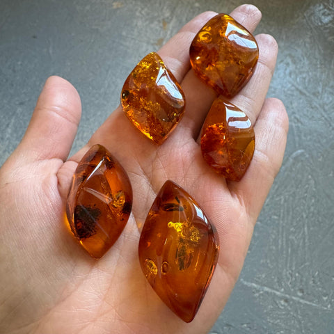 Cognac Amber Marquise Shape Cabochons
