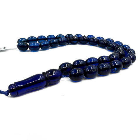 Blue Amber Olive Shape 8.5 mm Islamic Prayer Beads