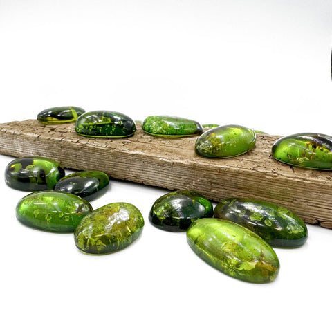 Green Amber Handmade Free Shape Cabochons