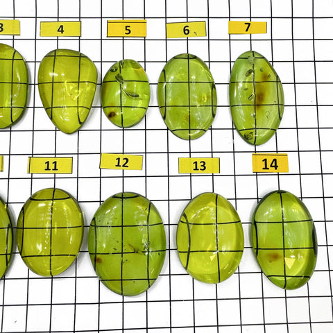 Green Amber Handmade Free Shape Cabochons