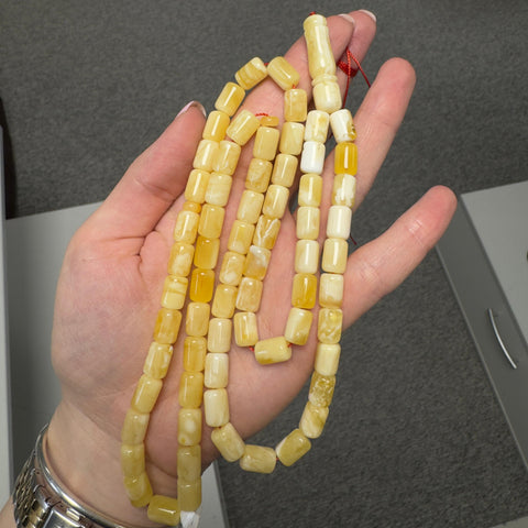White With Yellow Amber Barrel Shape 7.5mm Islamic Prayer