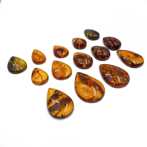 Cognac Amber Drop Shape Cabochons