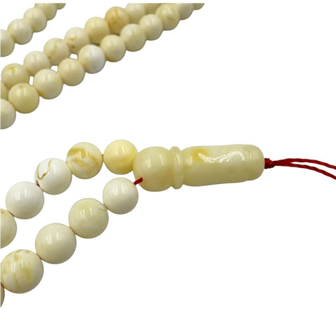 White With Yellow Amber Round Shape 5.5 mm Islamic Rosary Beads
