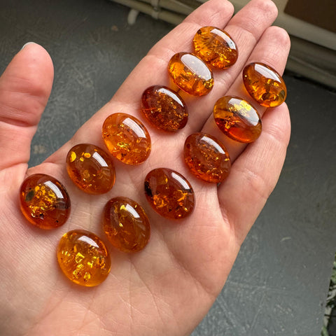 Cognac Amber Oval Shape 15x20 mm Cabochons
