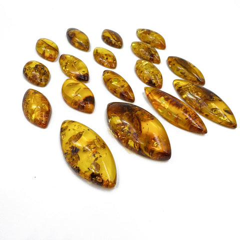 Light Cognac Amber Marquise Shape Cabochons