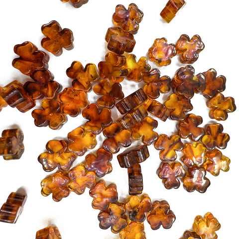 Cognac Amber Calibrated Clover Cabochons