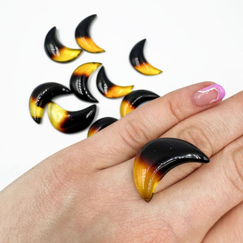 Gradient Amber Handmade Moon Cabochons