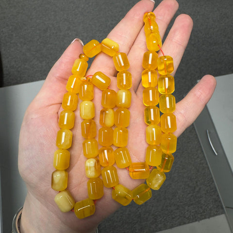 Yellow With White Amber Barrel Shape 9.5 mm Islamic Prayer