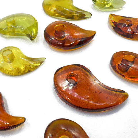 Multi-Color Amber Magatama Beads
