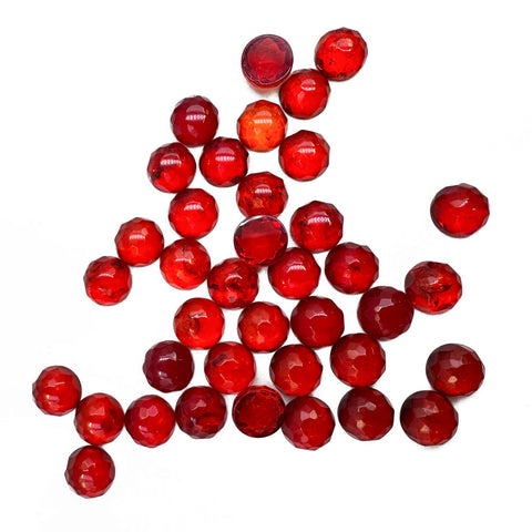 Red Amber Calibrated Facated Round Cabochons