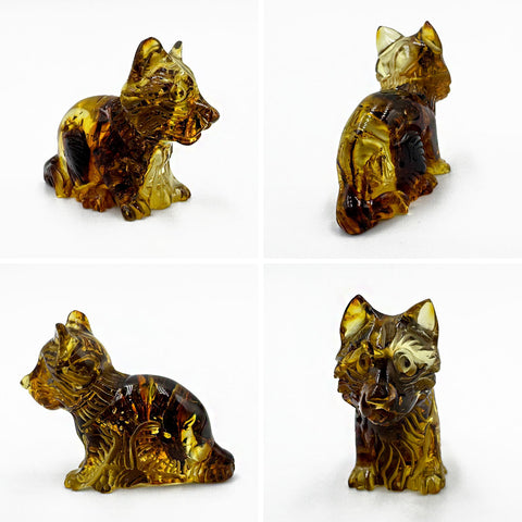 Cognac Amber Carved Dog Figurine
